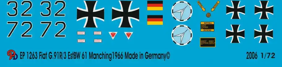 Peddinghaus-Decals 1263 Fiat G.91 R/3 EstBW 61 Manching 1966 Certifié
