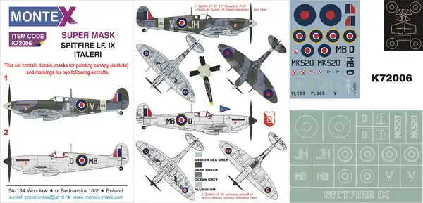 Montex K72006 Spitfire Mk.I Mk IX (Sword) Affaire À Saisir