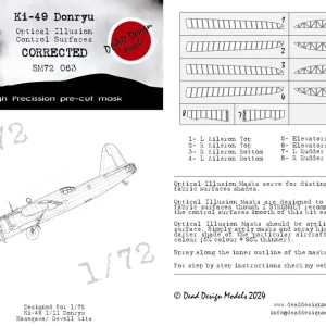 Petit Prix DEAD Design Models SM72063 Ki-49 Donryu Optical Illusion Control Surfaces (Corrected) (For Hasegawa/Revell Kits)