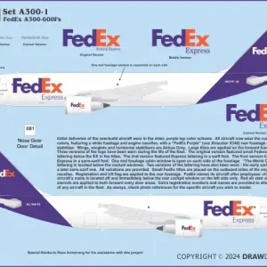 Dernier Modèle Draw Decal 20-A300-01 Airbus A300-600F - FedEx