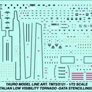 TAURO MODEL 72-2121 Italian LO-VIZ Tornado Data Stencillings and Roundles / Compensatory Decal (All Decal Film) Authentique