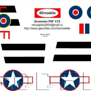 BSmodelle 72059 Grumman F6F in US and British Service Decal Top Vente