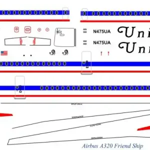 Jusqu'à Épuisement Des Stocks BSmodelle 144522 Airbus A-320 - United Airlines Decal