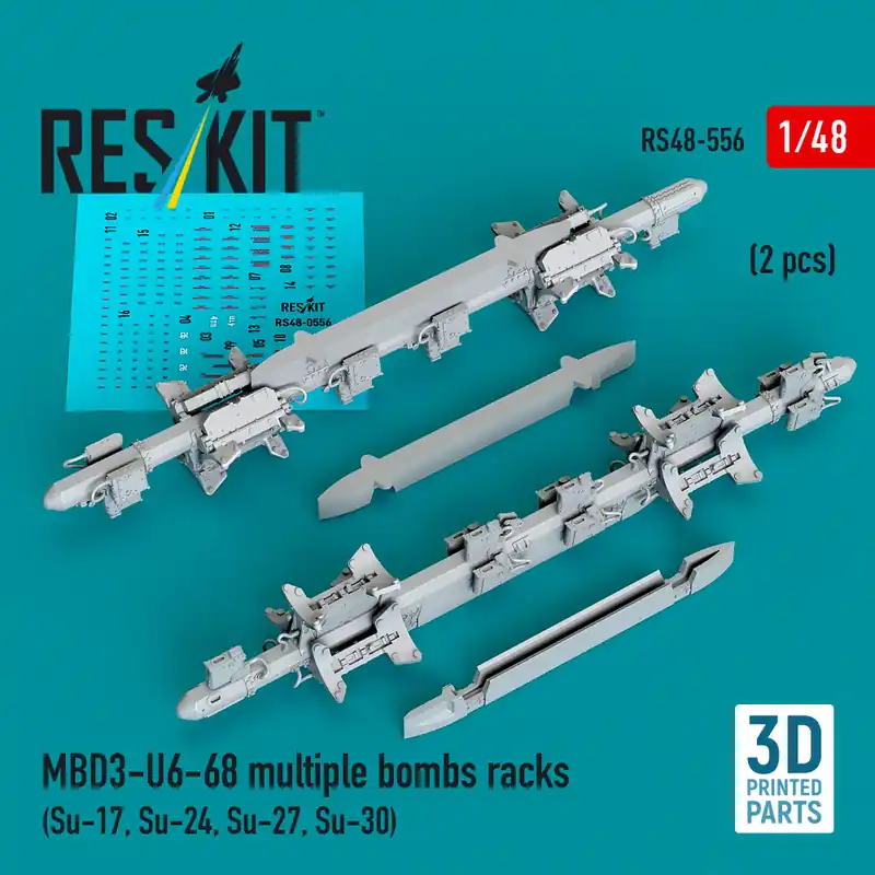 RES/KIT 48-0556 MBD3-U6-68 Multiple Bombs Racks (2 pcs / 3D Printed) Nouvelle Collection