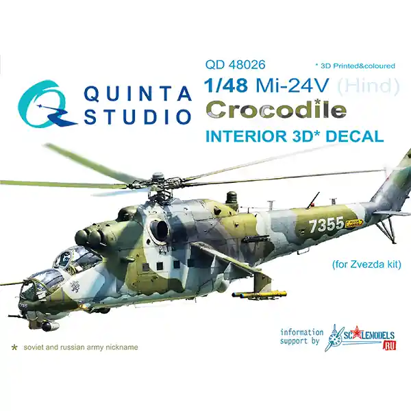 Quinta Studio QD48026 Mi-24V 3D-Printed & coloured Interior on decal paper Authentique
