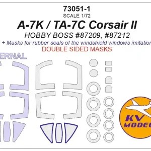 Vente Directe KV Models 73051-1 A-7K / TA-7C Corsair II (HOBBY BOSS 87209, 87212) - (Double sided) + wheels masks