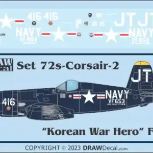 Prix Promo Draw Decal 72-CORSAIR-02 Vought F4U-4 Corsair - "Korean War Hero" Tobul