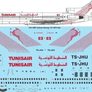 26 Decals 441308 Boeing 727-2H3/Adv - Tunisair (Laser Decal / for CRM kit) Petit Prix