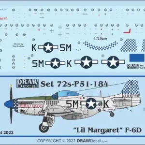 Draw Decal 72-P51-184 North American F-6 D - "Lil‘ Margaret" Offre Spéciale