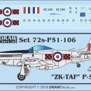 Prix Réduit Draw Decal 72-P51-106 North American P-51 D - NZ2415 (ZK-TAF)