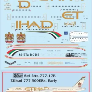 Petit Prix Draw Decal 44-777-17E Boeing 777-300ER - Etihad (Early Tail Logo)