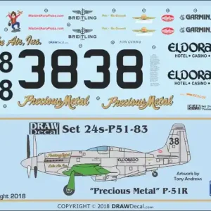 Draw Decal 24-P51-83 North American P-51 R - "Precious Metal" Quantité Limitée