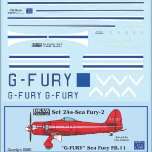Haute Qualité Draw Decal 24-SEAFURY-02 Hawker Sea Fury FB.11 - "G-FURY" Spenser Flack‘s