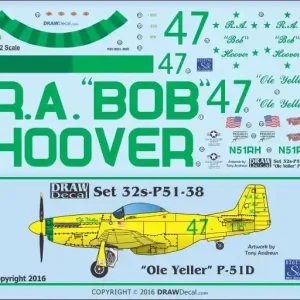 Commander Maintenant Draw Decal 32-P51-38 North American P-51 D - "Ole Yeller" Gathering of Mustangs and Legends