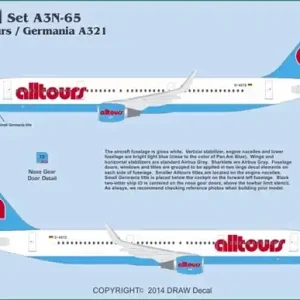 Achetez Aujourd'hui Draw Decal 20-A3N-65 Airbus A321 - Germania "Alltours"