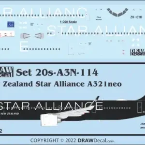 Certifié Draw Decal 20-A3N-114 Airbus A321neo - Air New Zealand Star Alliance