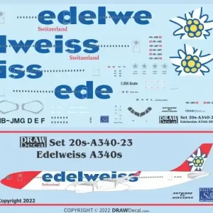 Commander Maintenant Draw Decal 20-A340-23 Airbus A340-300 - Edelweiss