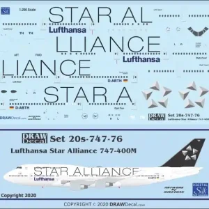 Draw Decal 20-747-76 Boeing 747-400M - Lufthansa Star Alliance Nouveauté