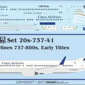 Petit Prix Draw Decal 20-737-41 Boeing 737-800 - COPA Panama Airlines (Early Titles)