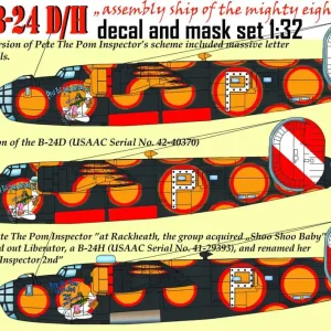 Paiement Sécurisé HAD Models 32069 Consolidated B-24 D/H - ‘Pete the Pom Inspector‘ (decal and mask sheets)