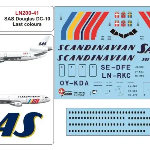 Lima November Decals 200-41 Douglas DC-10 - SAS in the Rainbow colour scheme Remise