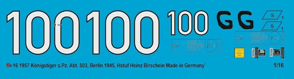 Acheter Direct Peddinghaus-Decals 1957 Tiger II s. Pz. Abt 503 SS Hstuf. Heinz Birschein Berlin 1945