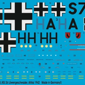 Haute Qualité Peddinghaus-Decals 1389 He 111 H 6 III. KG 26 Africa